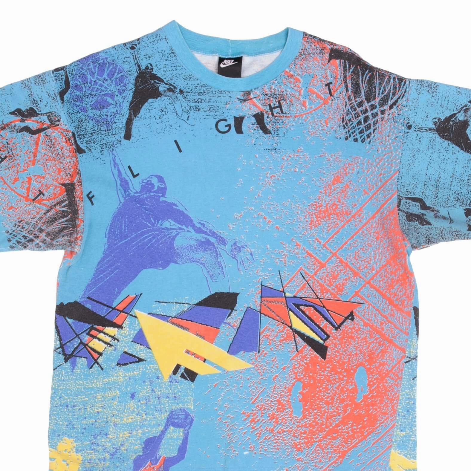 Skin Friendly Lining Breathable Comfort VINTAGE NIKE FLIGHT ALL OVER PRINT JORDAN 1990S TEE SHIRT MEDIUM MADE IN USA