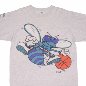 VINTAGE NBA CHARLOTTE HORNETS 1994 STARTER TEE SHIRT SIZE XL MADE IN USA sequined details
