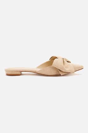 Stretch Friendly Collar Casual Look Piece Elle Flat Mule In Beige Raffia