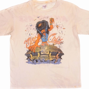 VINTAGE MOTLEY CRUE TOUR TEE SHIRT 1987 SIZE LARGE MADE IN USA Stretchable Collar Band