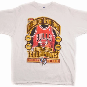 Sporty Design Low Impact Manufacturing VINTAGE CHICAGO BULLS STARTER TEE SHIRT 1996 SIZE LARGE MADE IN USA