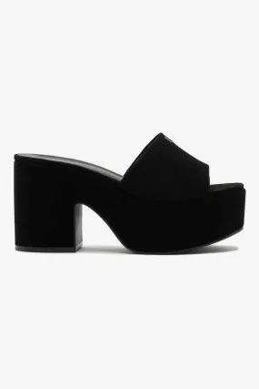 Home Comfort Zone Weekend Wear Miso Platform Mule In Black Suede