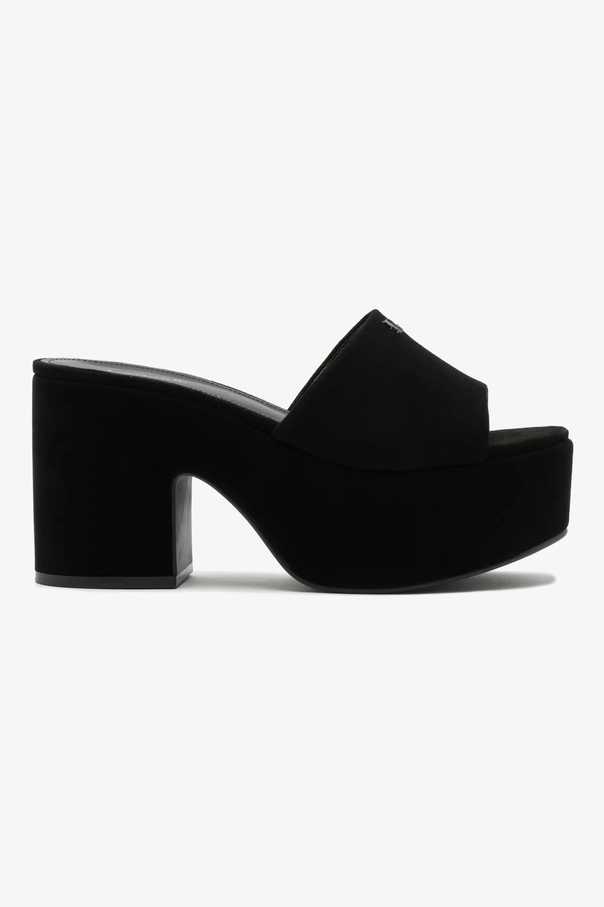 Home Comfort Zone Weekend Wear Miso Platform Mule In Black Suede