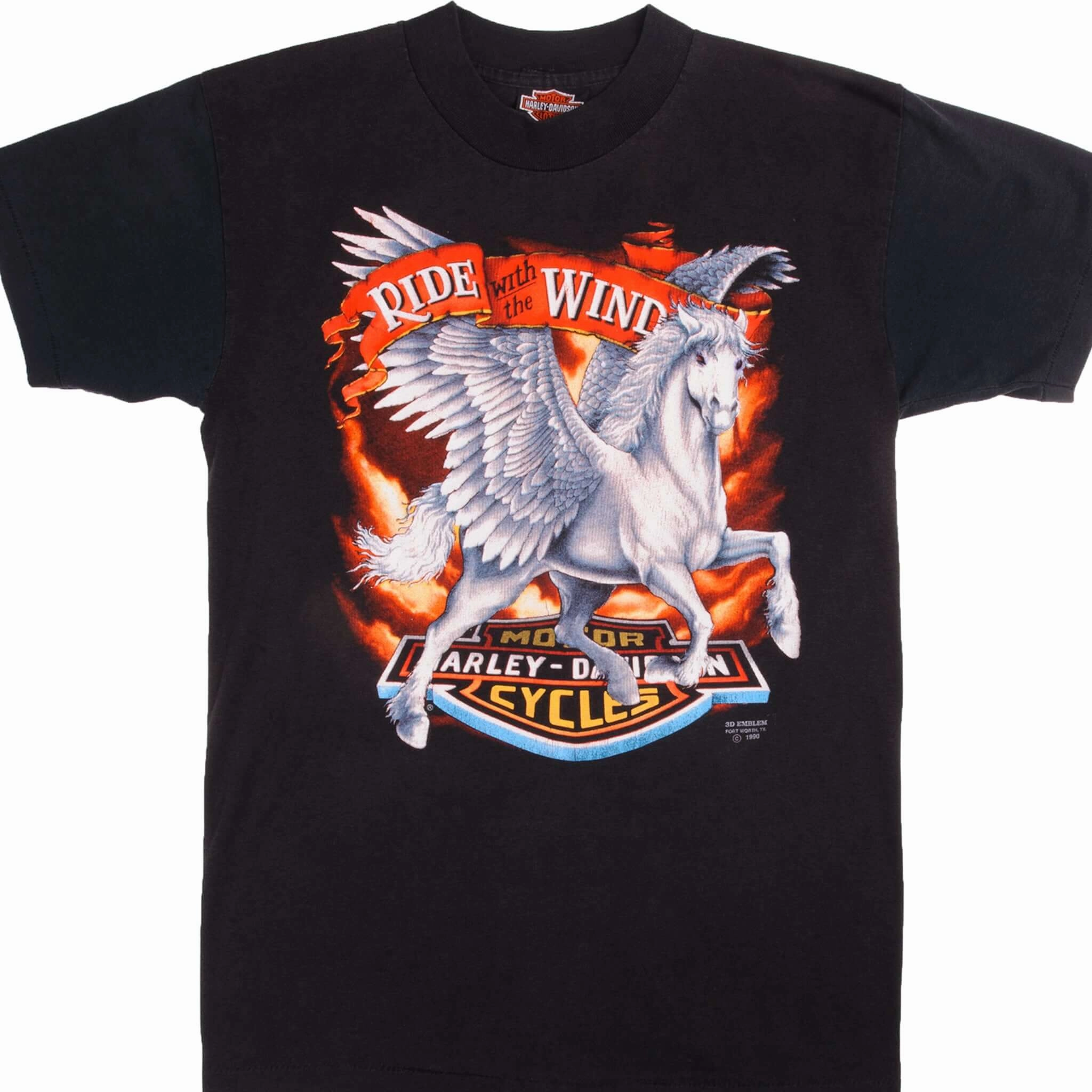 VINTAGE 3D EMBLEM HARLEY DAVIDSON TEE SHIRT 1990 SIZE MEDIUM MADE IN USA Outdoor Outfit Style Relax Comfort Style