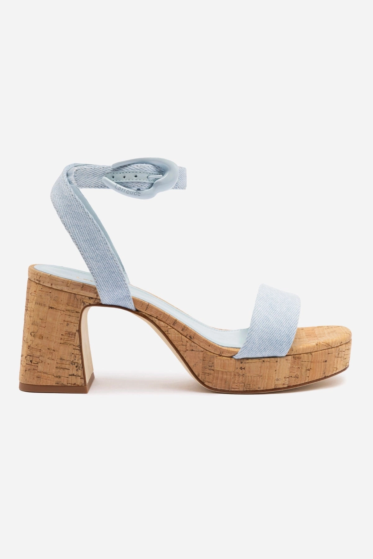 Footwear for All Dolly Verona Low Sandal In Maya Denim and Natural Cork