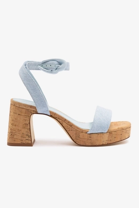 Footwear for All Dolly Verona Low Sandal In Maya Denim and Natural Cork