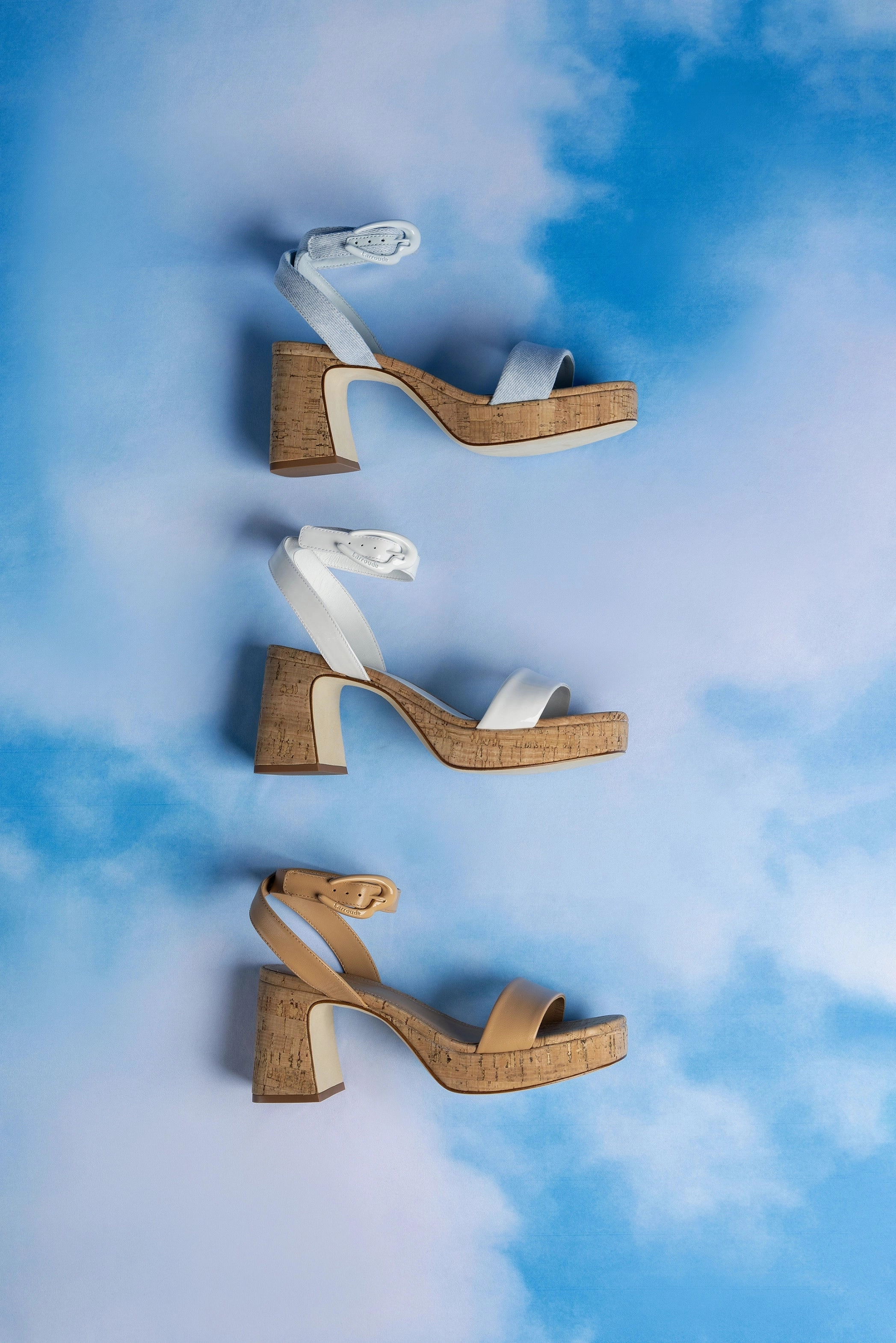 Dolly Verona Low Sandal In Maya Denim and Natural Cork Chic Vacation Flats Comfortable Yet Stylish