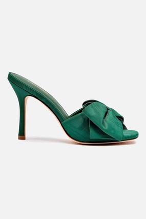 Elle Mule In Emerald Fabric Comfortable Heel Multi Density Foam