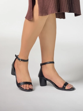 Ellery Black Block Heels Classic Booties Heeled Evening Sandals