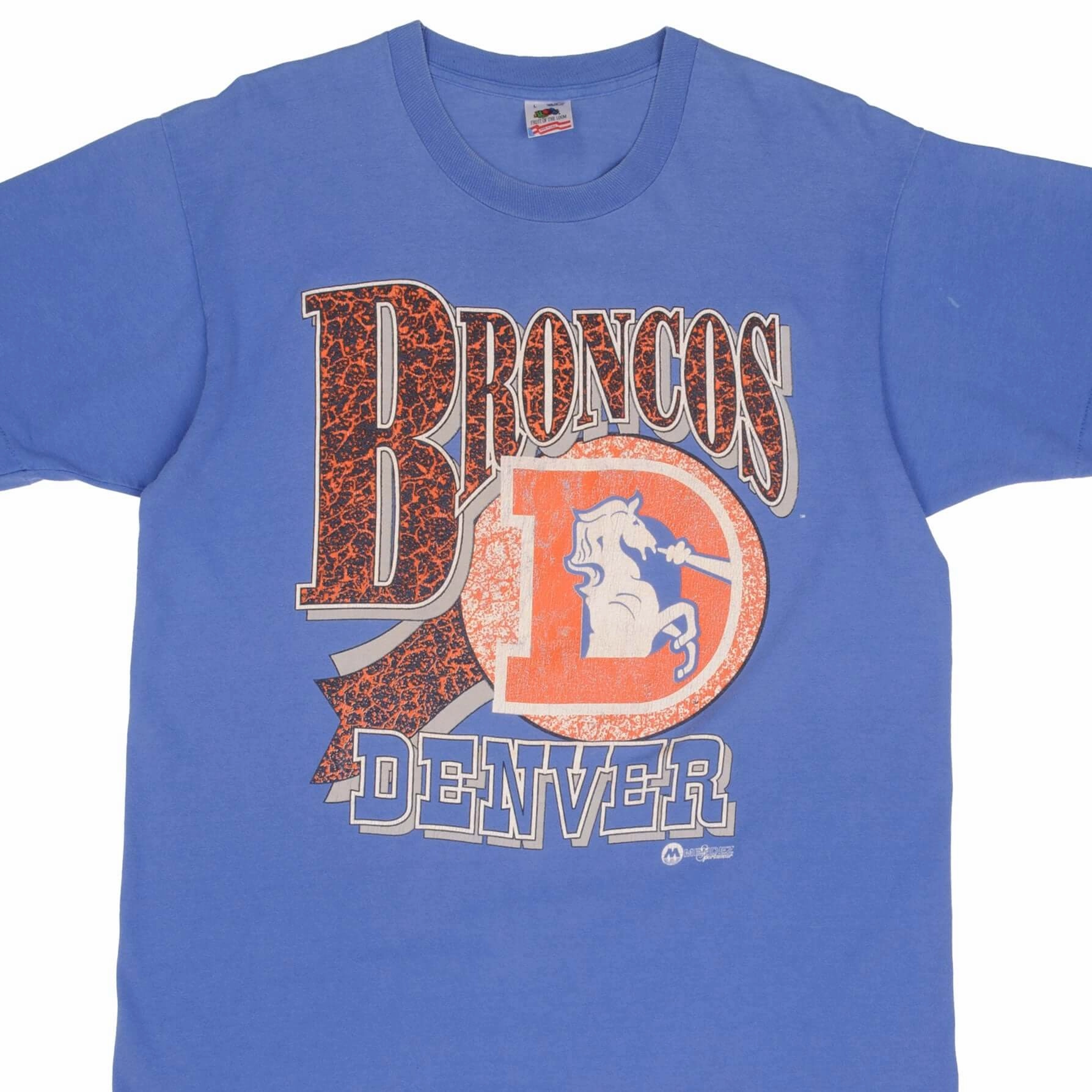 Travel Style Trend Perfect for Layering VINTAGE NFL DENVER BRONCOS TEE SHIRT 1990S SIZE LARGE MADE IN USA