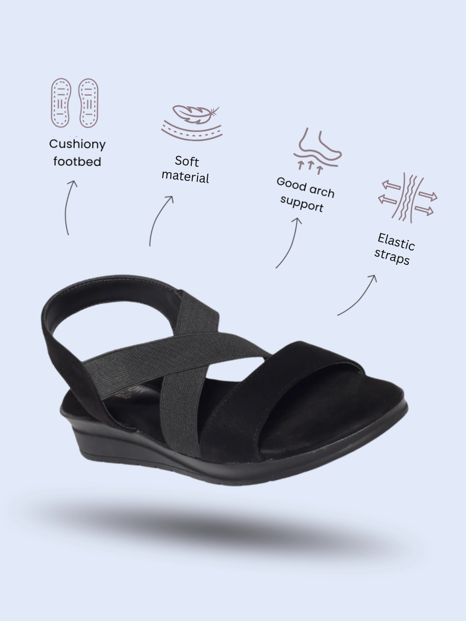 Emel Black Sandals Slip Resistant Fringe Swing