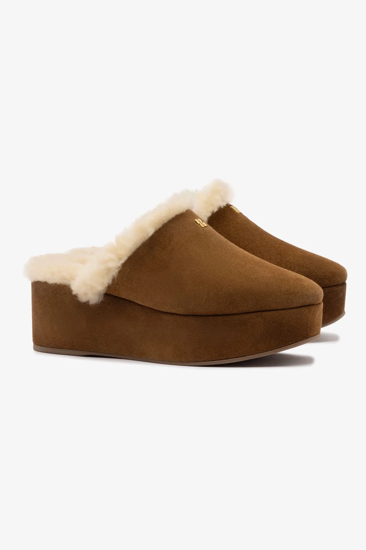 Easy on Dani Flatform Mule In Russet Suede
