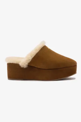 Dani Flatform Mule In Russet Suede Cozy Stepper