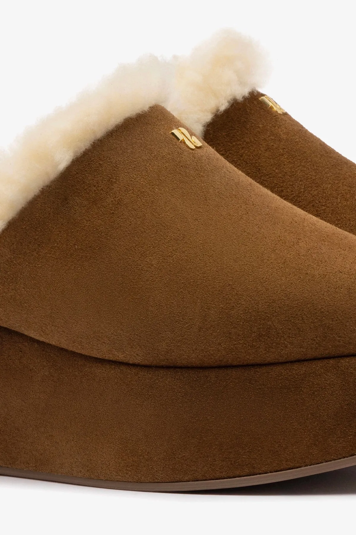 Dani Flatform Mule In Russet Suede Elastic Band Comfort Driven Style