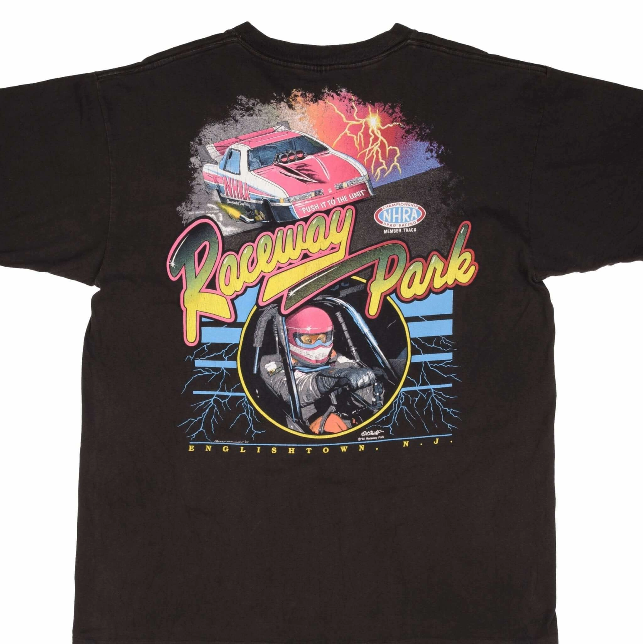 VINTAGE DRAG RACING NHRA RACEWAY PARK ENGLISHTOWN NJ 1992 TEE SHIRT SIZE XL quick-drying EasyCareFinish