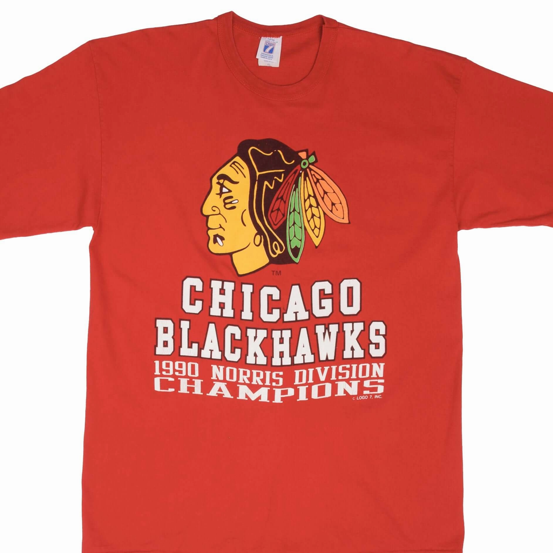 Light Comfort Style VINTAGE NHL CHICAGO BLACKHAWKS 1990 CHAMPIONS TEE SHIRT SIZE XL MADE IN USA