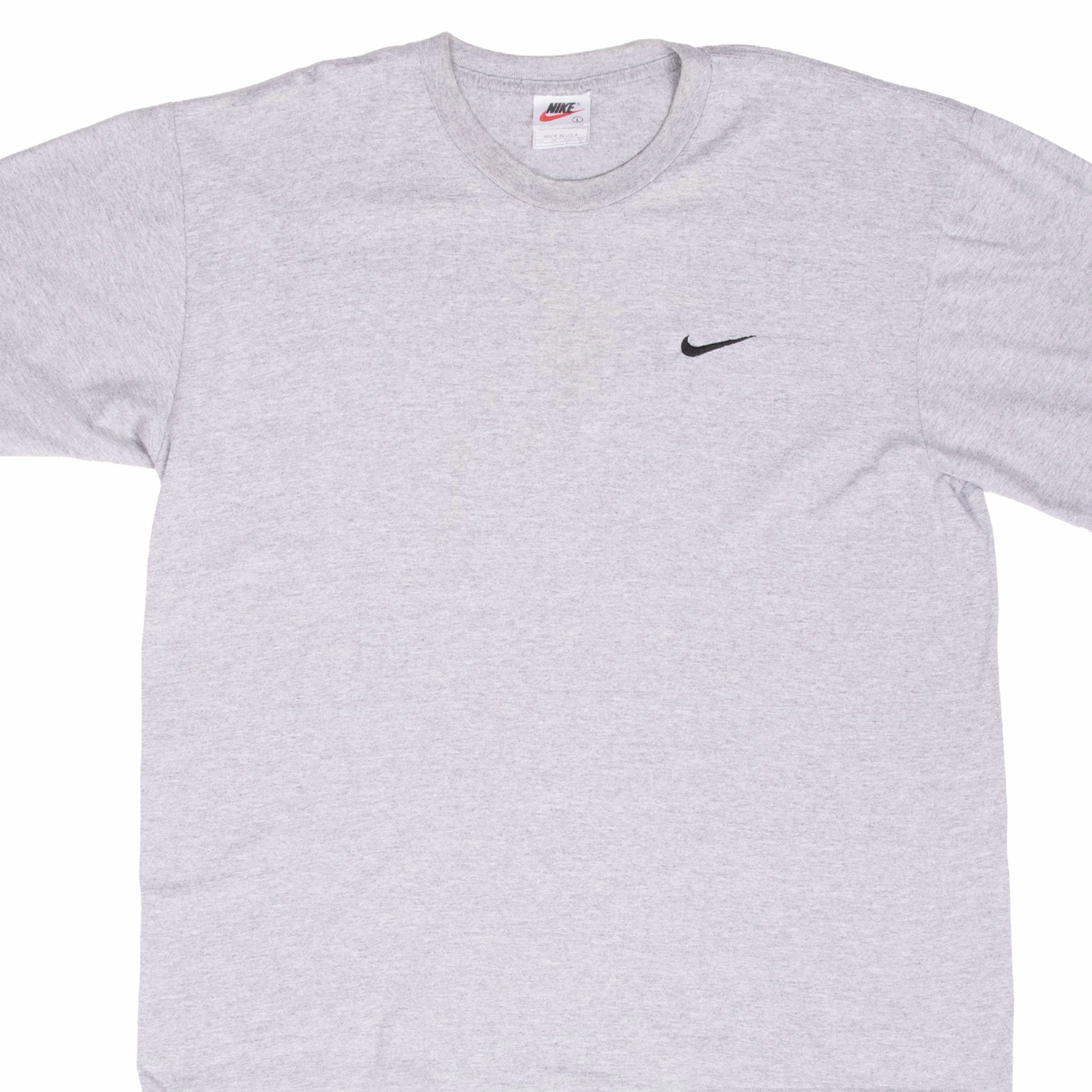 VINTAGE NIKE CLASSIC SWOOSH GREY TEE SHIRT 1990S LARGE MADE IN USA Beach Wear Stain Resistant