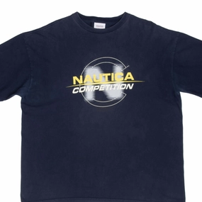 VINTAGE NAUTICA COMPETITION BLUE TEE SHIRT 1990S XL MADE IN USA Minimal Comfort