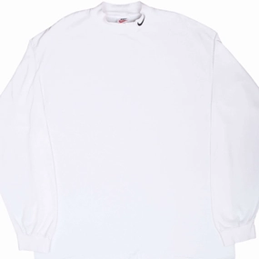 VINTAGE NIKE LONG SLEEVE TURTLE NECK WHITE TEE SHIRT 1990S XL MADE IN USA NonRestrictive Cut