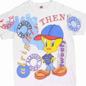 VINTAGE ALL OVER PRINT LOONEY TUNES TWEETY TEE SHIRT 1997 SIZE LARGE Relaxed fit wear Layer Ready Fit