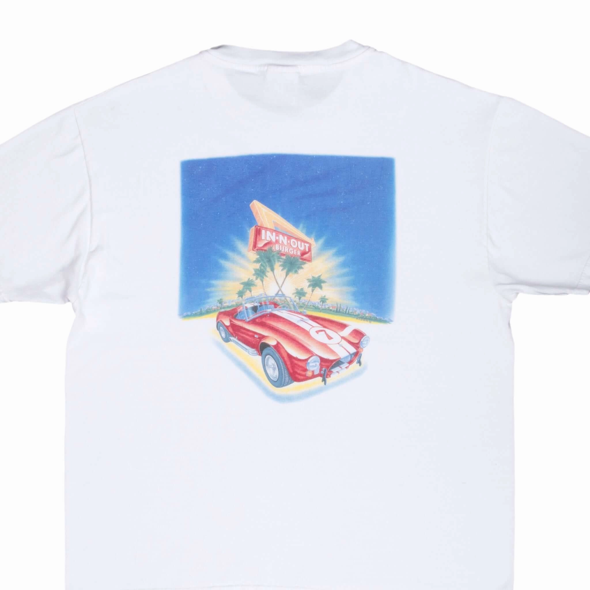 VINTAGE IN N OUT BURGER CALIFORNIA 1990S WHITE TEE SHIRT LARGE VintageWashEffect Effortless Wear Fit