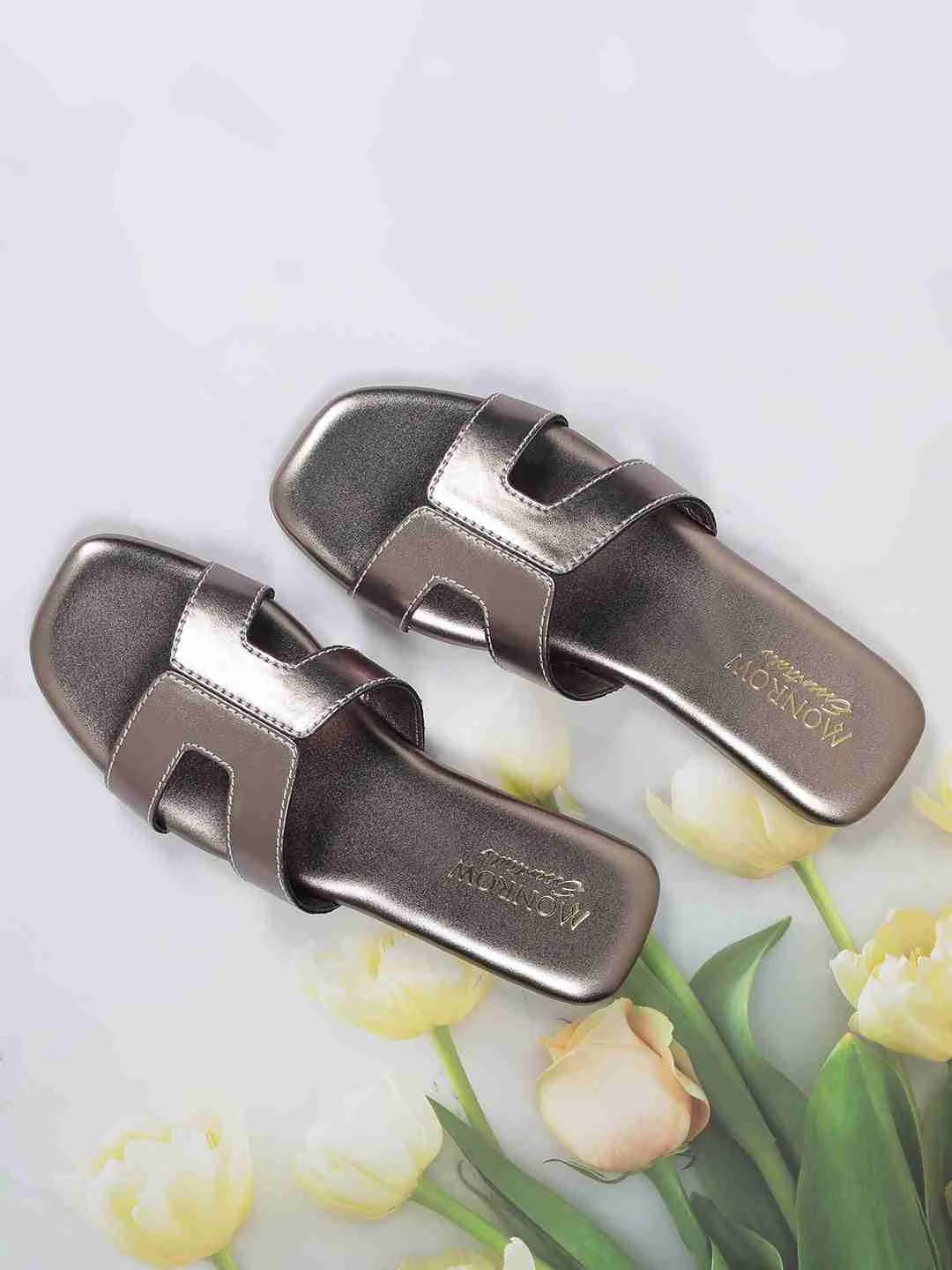 Irma Gun Metal Flats Closed back