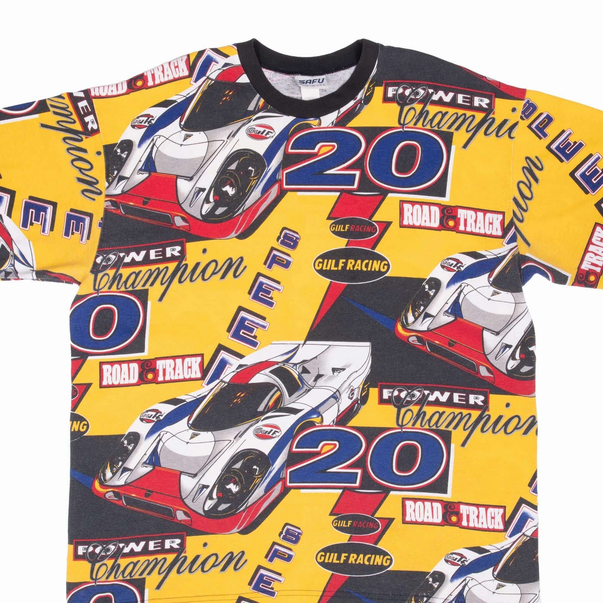 Light Casual Chilly Style VINTAGE GULF RACING ALL OVER PRINT POWER CHAMPION 1990S TEE SHIRT XL MADE IN USA