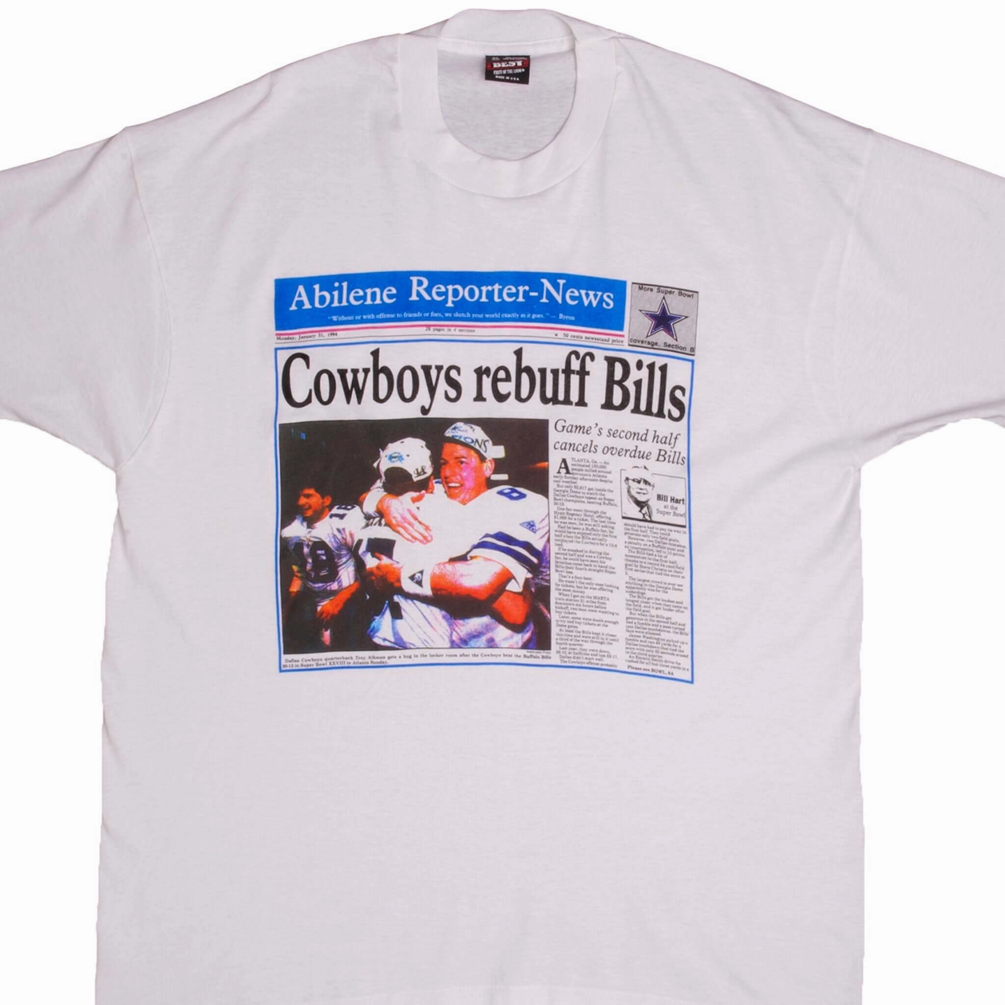 VINTAGE NFL DALLAS COWBOYS CHAMPION VS BUFFALO BILLS TEE SHIRT 1994 XL MADE USA Breathable Comfort Wear