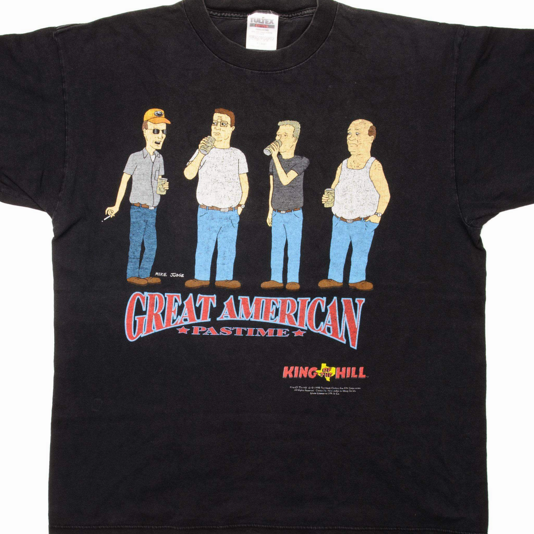 Layered Hem Design EcoConscious Processing VINTAGE KING OF THE HILL TEE SHIRT 1998 SIZE XL MADE IN USA