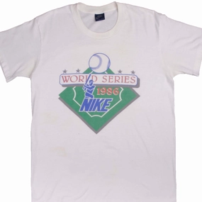 VINTAGE NIKE MLB WORLD SERIE 1986 TEE SHIRT SIZE LARGE MADE IN USA Soft Layers Stretchable