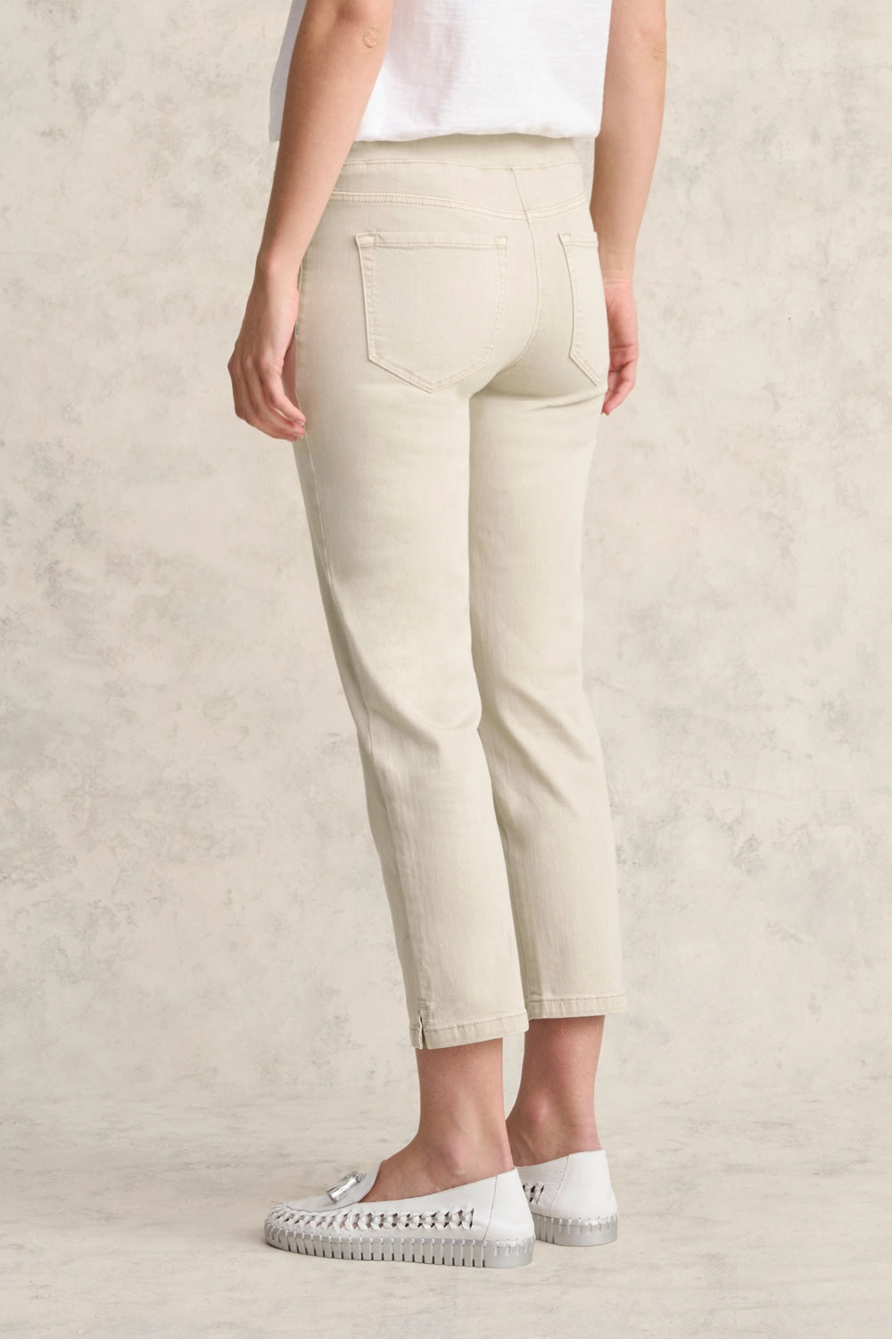 simple design High Waist Stretch Bengajean? 3/4 Slim Leg - Taupe