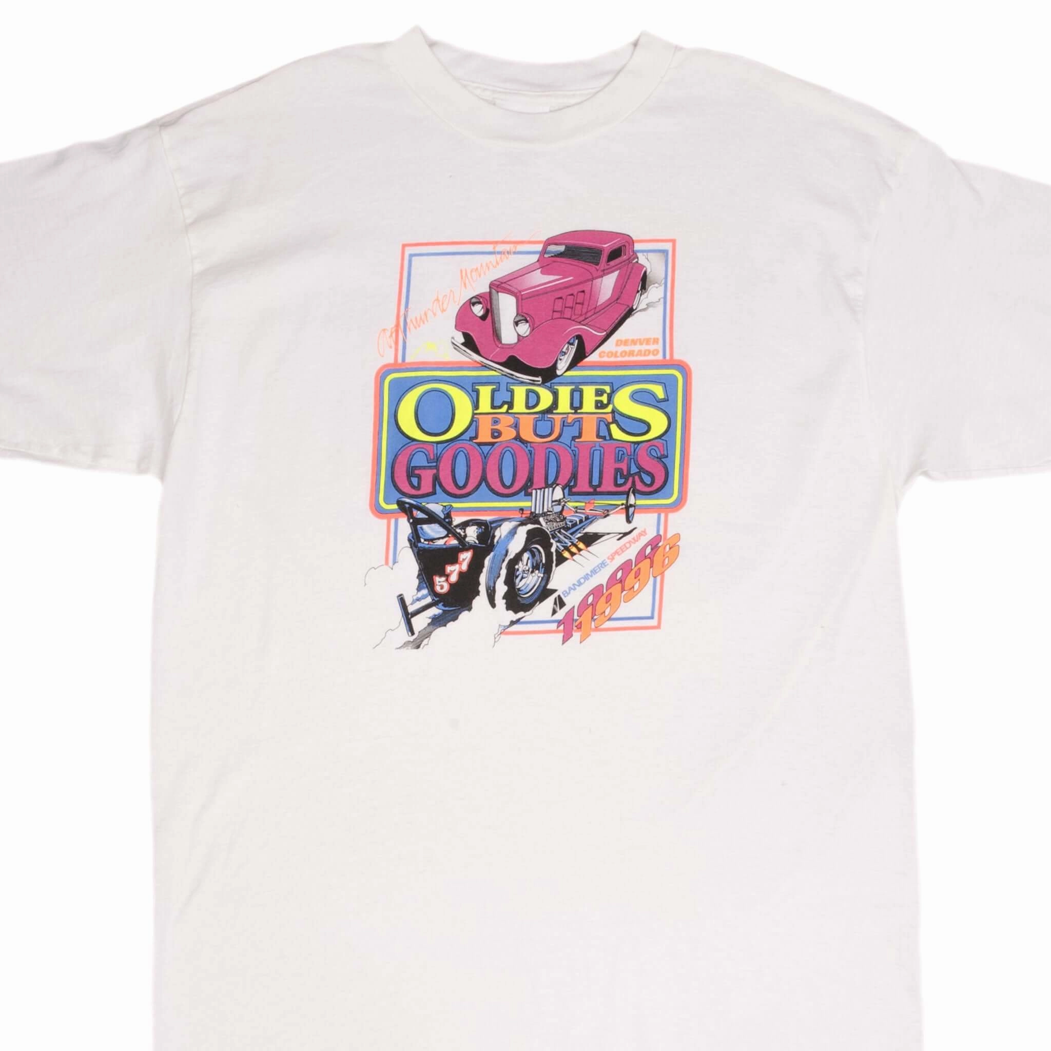 VINTAGE OLDIES BUT GOODIES CAR TEE SHIRT 1996 SIZE XL Casual Layering Wear Holiday Outfit Style