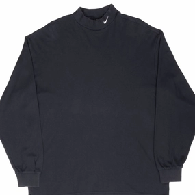 VINTAGE NIKE GOLF LONG SLEEVE TURTLE NECK BLACK TEE SHIRT 1990S LARGE Teenager fashion Comfy Apparel