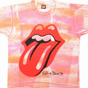 Breathable Design Wear VINTAGE TIE-DYE THE ROLLING STONES TEE SHIRT 1989 SIZE LARGE MADE IN USA