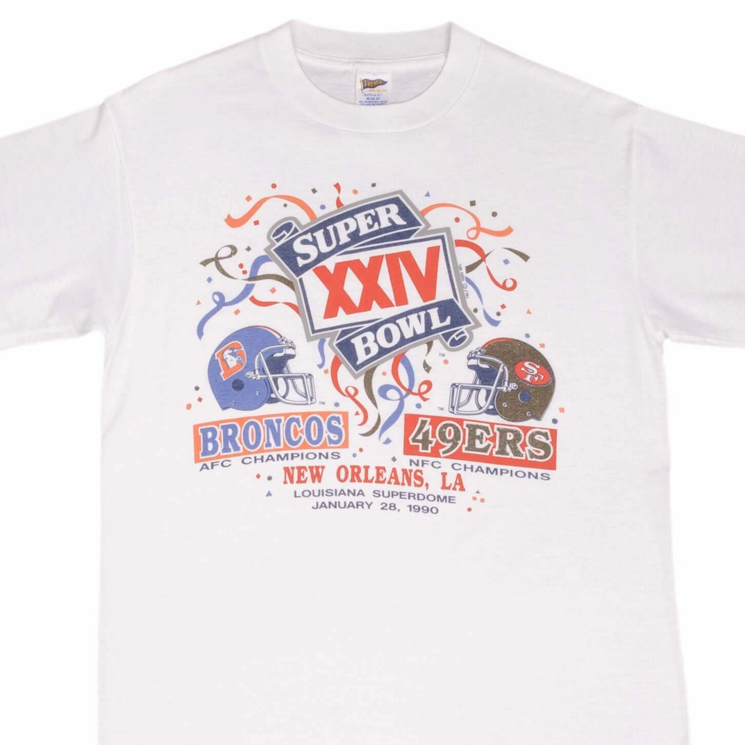 Prom Adult sophistication VINTAGE NFL BRONCOS VS 49ERS SUPERBOWL XXIV 1990 TEE SHIRT MEDIUM MADE IN USA