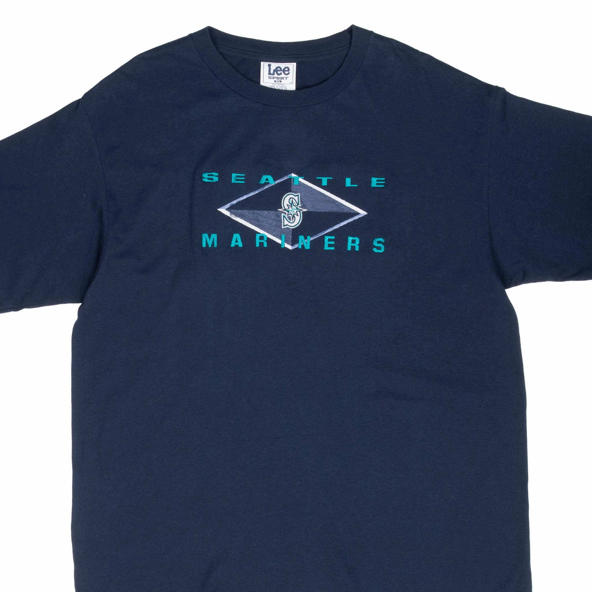 Playful Prints VINTAGE MLB SEATTLE MARINERS EMBROIDERED BLUE TEE SHIRT 1990S XL