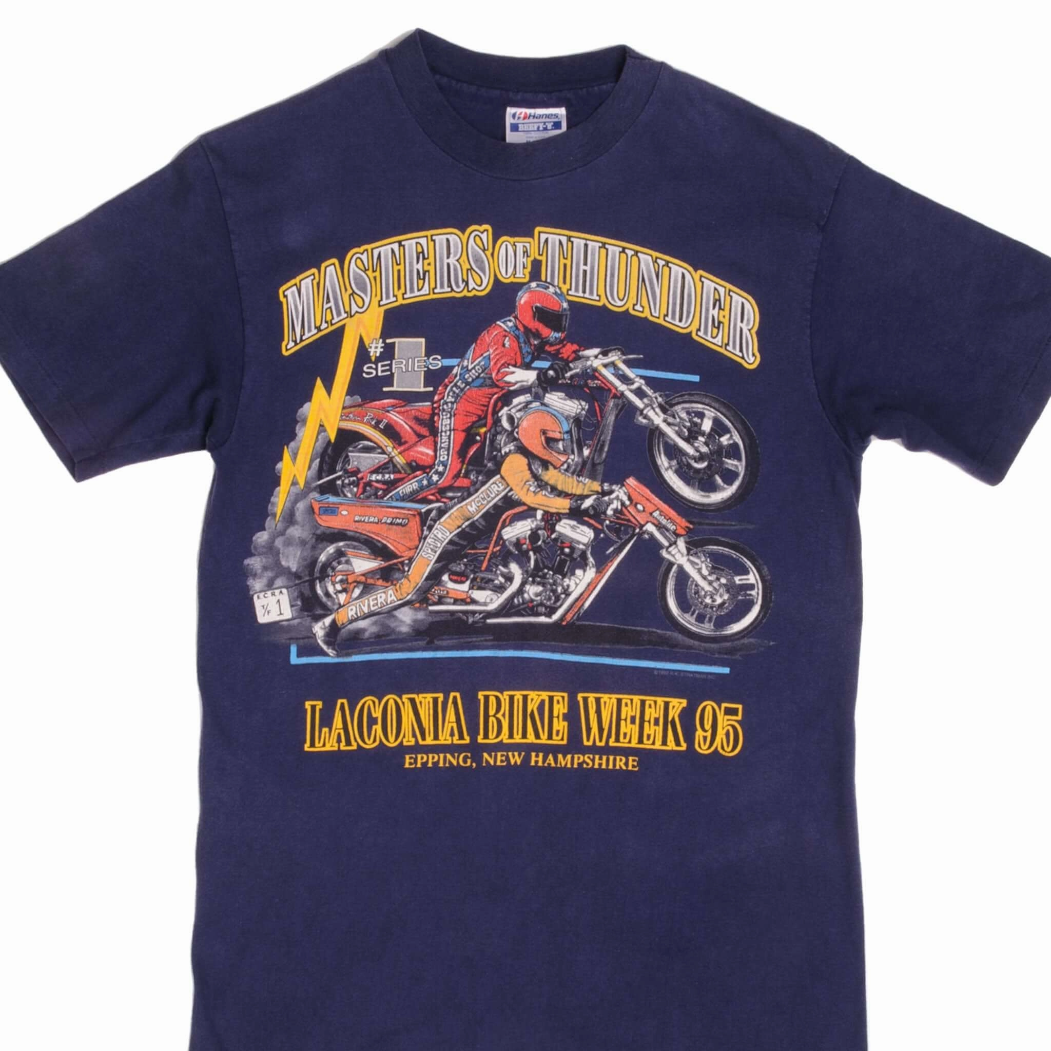 VINTAGE HARLEY DAVIDSON MASTER OF THUNDER TEE SHIRT 1995 SIZE SMALL MADE IN USA Cozy Style