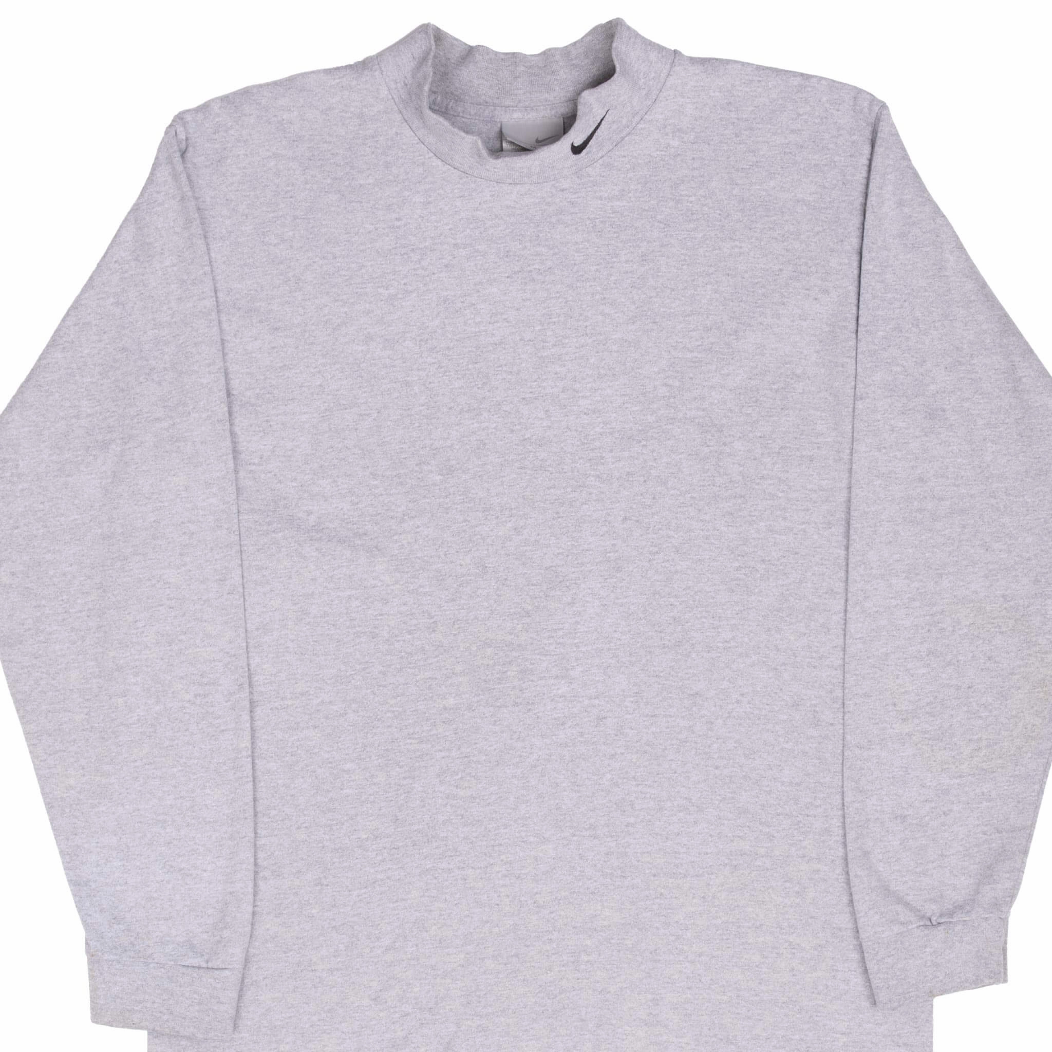 VINTAGE NIKE LONG SLEEVE TURTLE NECK GREY TEE SHIRT 2000S MEDIUM Sporty and Cool
