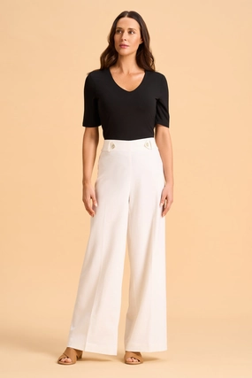 Stretch Support Fit Chic Design Wear Full Length Linen  Pant - White