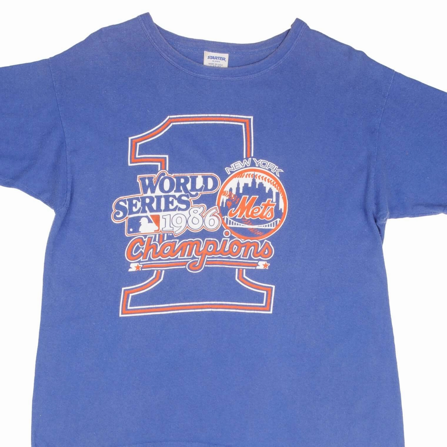Durable Stitching VINTAGE MLB NEW YORK METS WORLD CHAMPIONS 1986 TEE SHIRT LARGE MADE IN USA
