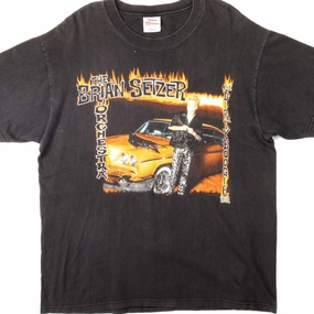 VINTAGE THE BRIAN SETZER ORCHESTRA TEE SHIRT 1998 SIZE LARGE No-Shrink Fabric Slim Silhouette