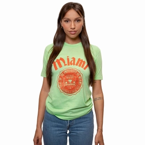 Layered Collar Anti-static VINTAGE UNIVERSITY OF MIAMI TEE SHIRT SIZE SMALL MADE IN USA 1980s