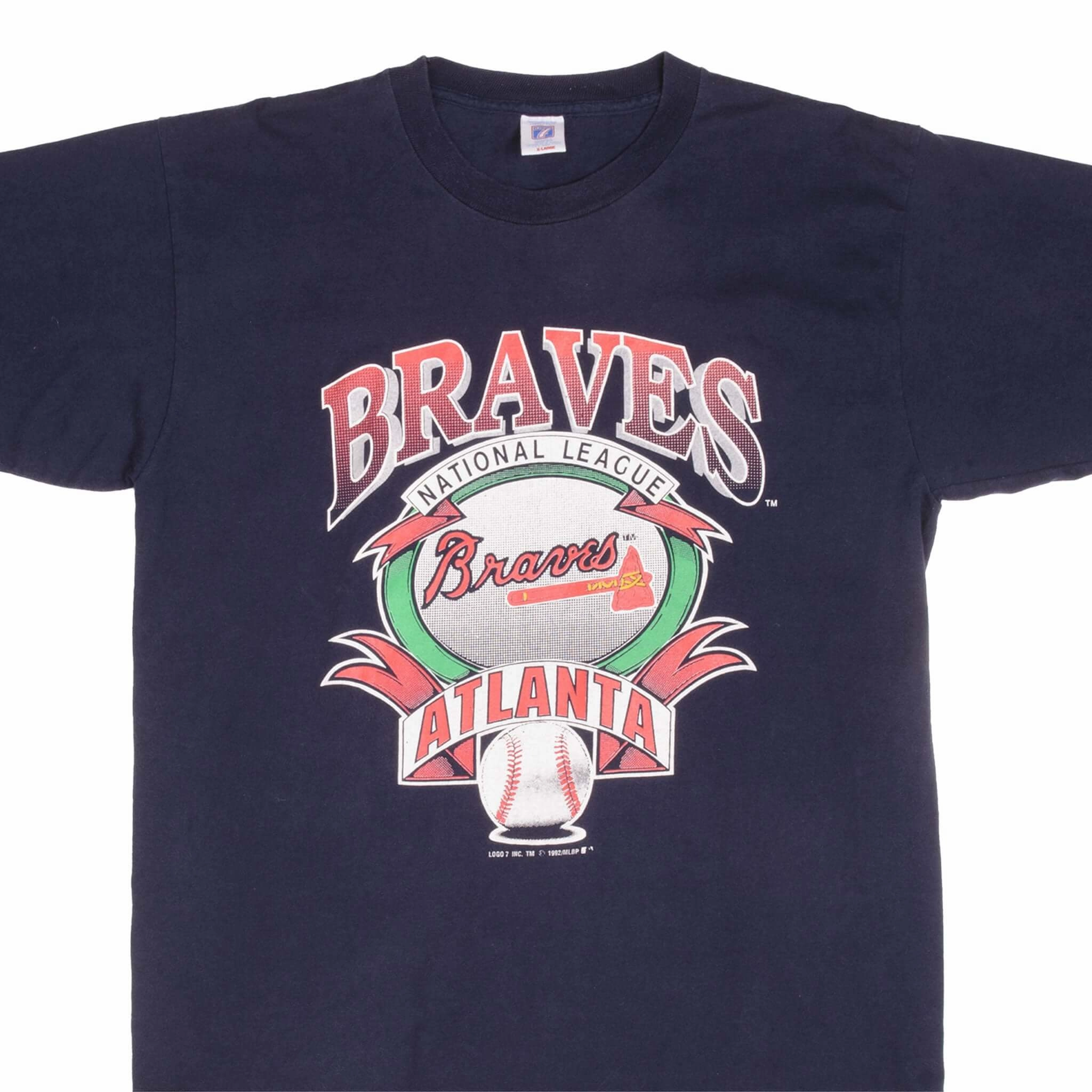 Daily Favorite Minimal Comfort Wear VINTAGE MLB ATLANTA BRAVES 1992 LOGO 7 TEE SHIRT XL MADE IN USA