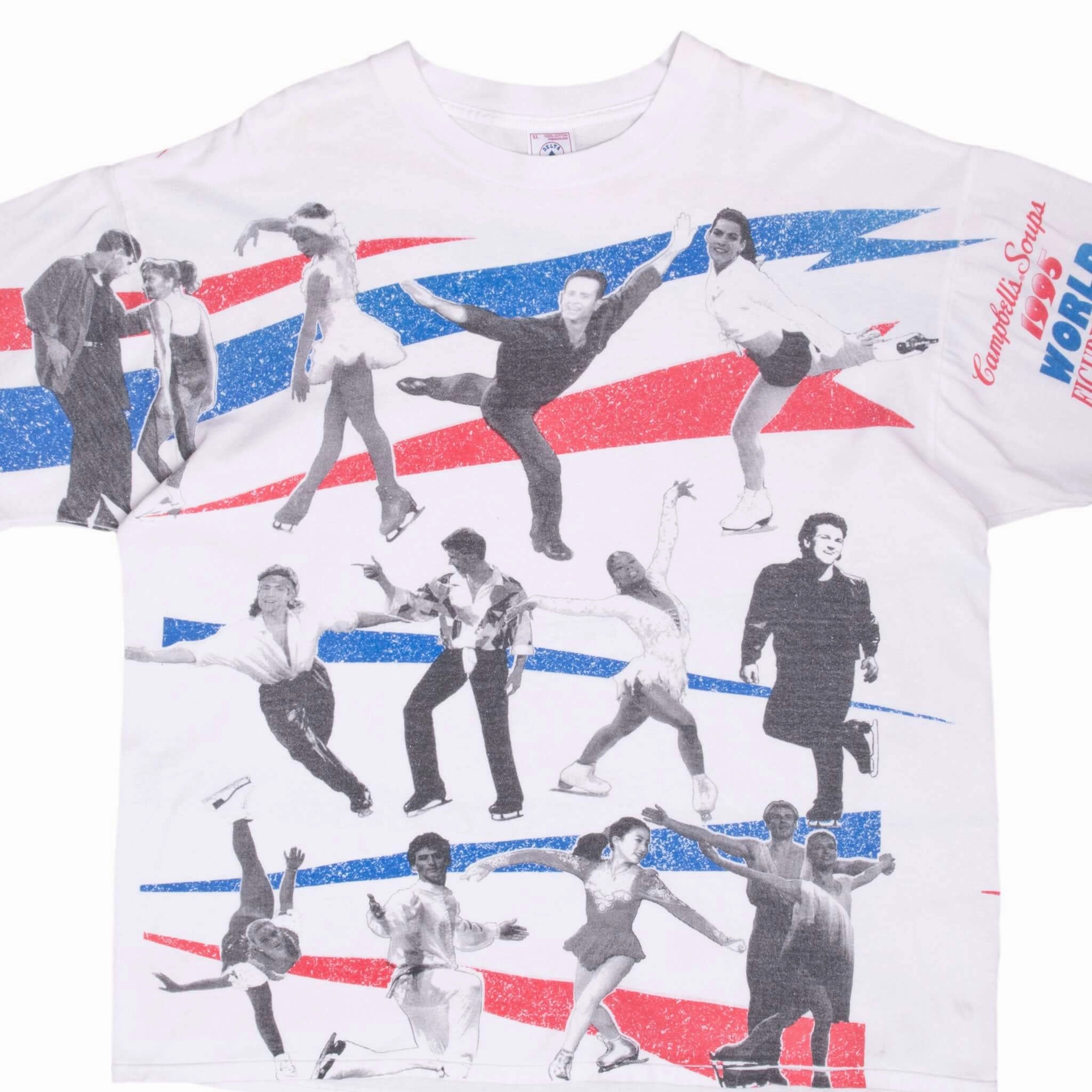 VINTAGE FIGURE SKATING WORLD TOUR 1995 ALL OVER PRINT TEE SHIRT XL QuickDry