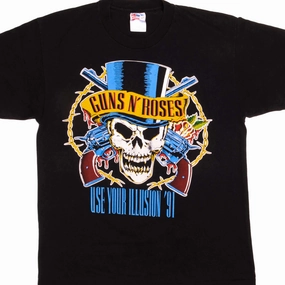 VINTAGE GUNS N' ROSES USE YOUR ILLUSION TOUR TEE SHIRT 1991 SIZE LARGE Lightweight Feel Relax Style Trend