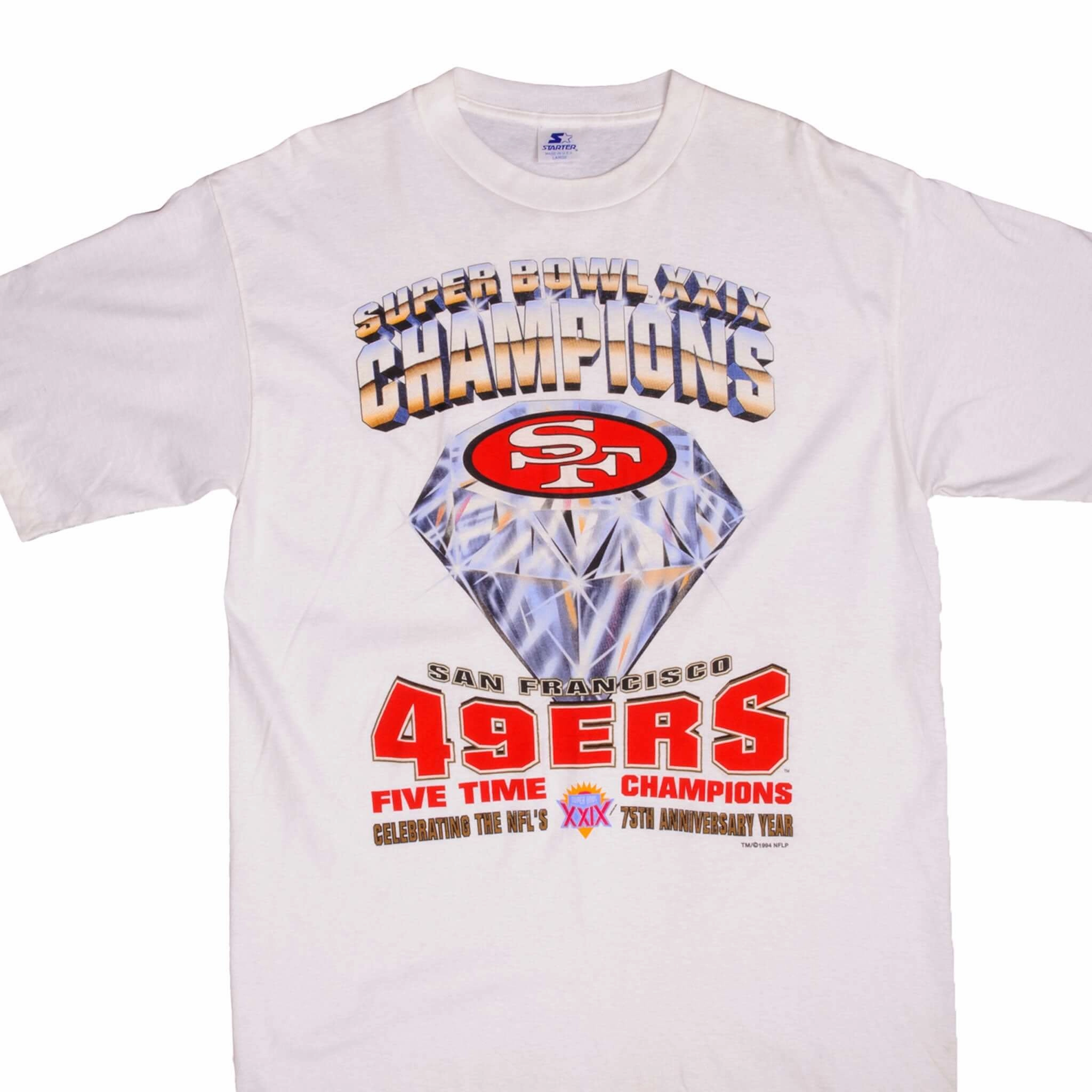 VINTAGE NFL SAN FRANCISCO 49ERS 5 TIMES CHAMPIONS TEE SHIRT 1994 LARGE MADE USA Cozy Essentials