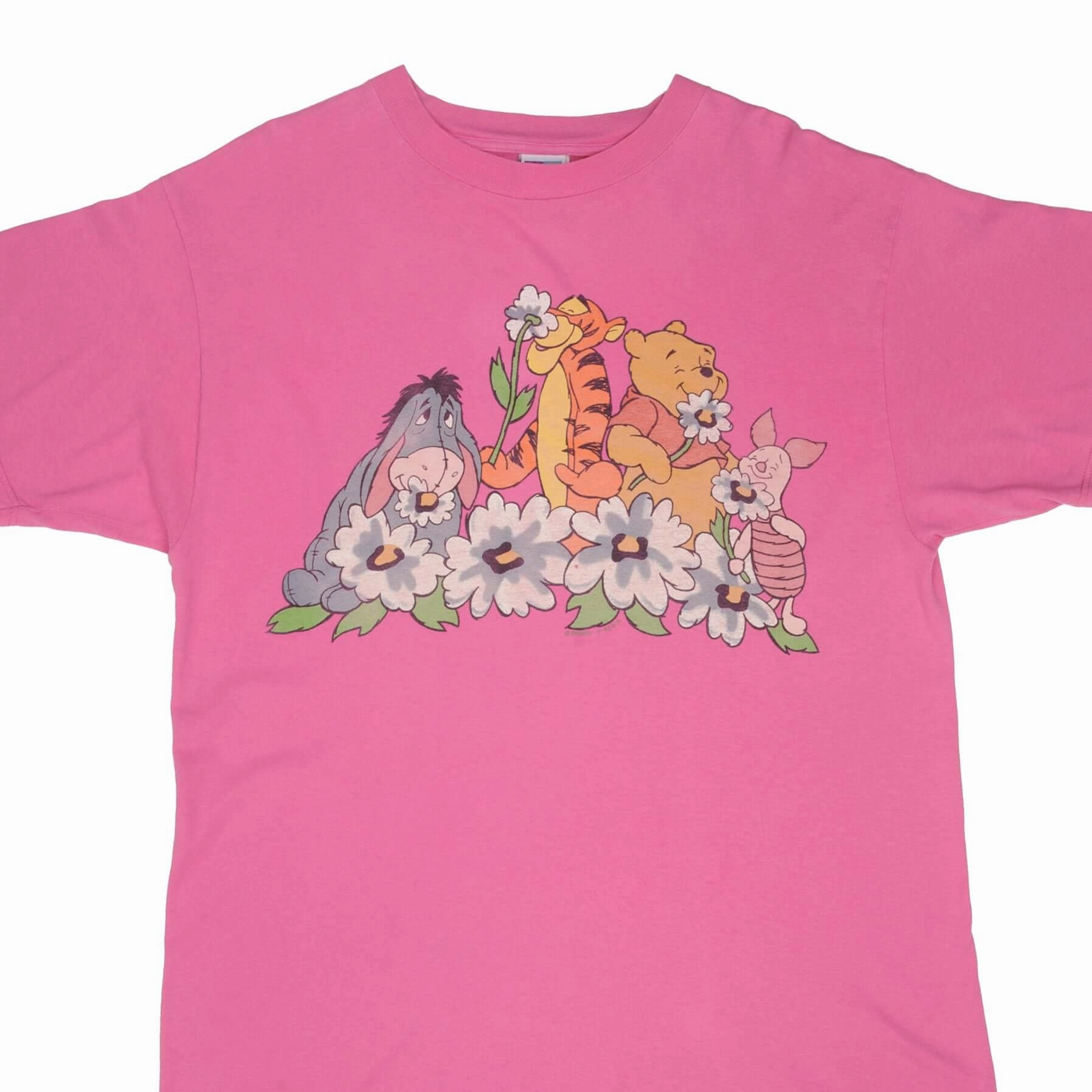 VINTAGE DISNEY WINNIE THE POOH FLOWER 1990S PINK TEE SHIRT SIZE XL Eco Friendly Production AntiStatic Properties