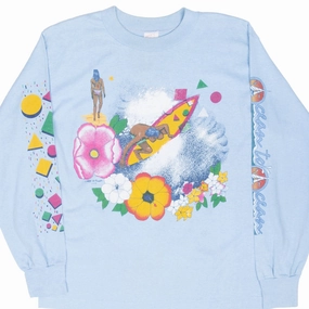 Sustainable Production Process UV Protective Fabric VINTAGE HAWAIIAN OCEAN TO OCEAN SURFING LONG SLEEVE TEE SHIRT 1983 MEDIUM USA