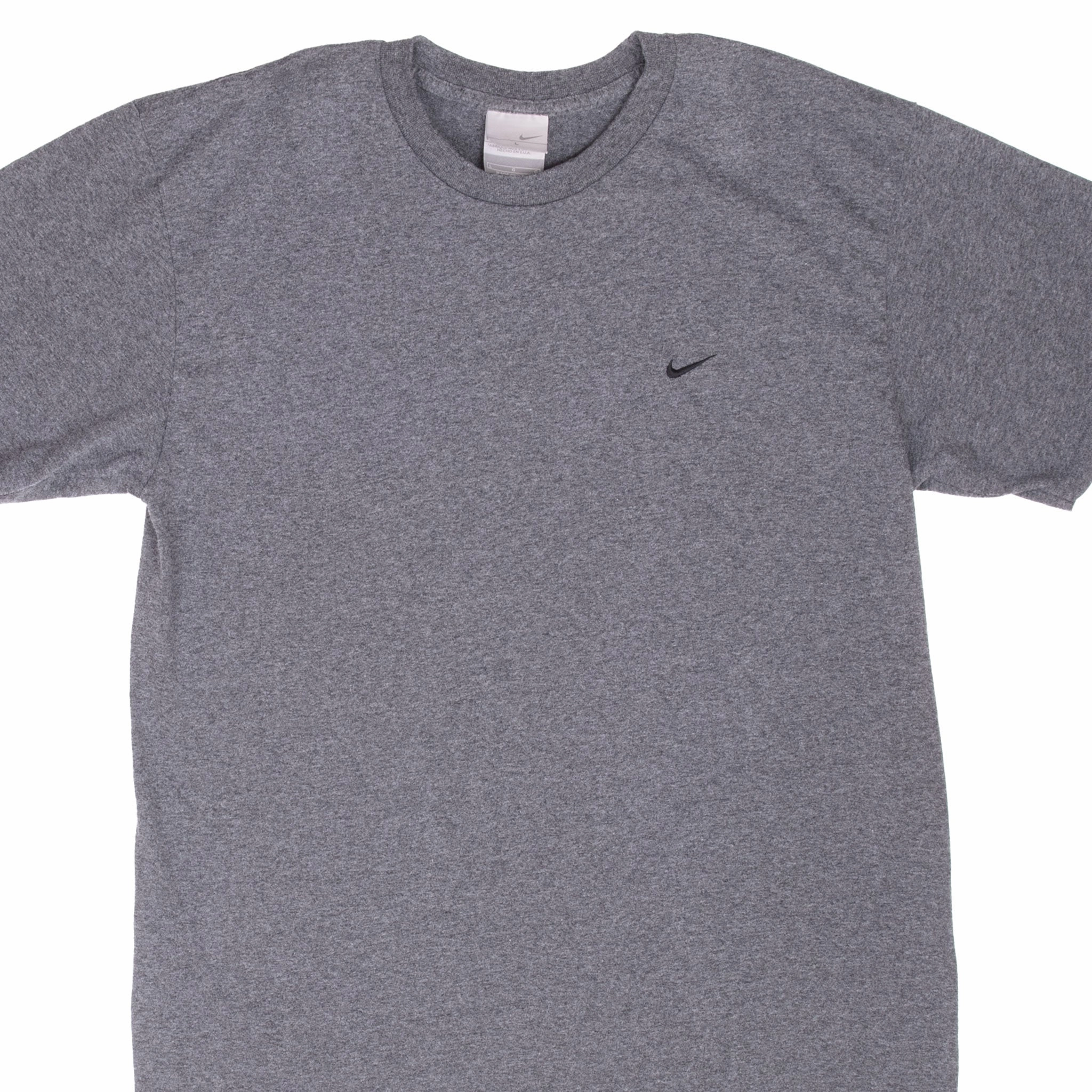 VINTAGE NIKE CLASSIC SWOOSH DARK GREY TEE SHIRT 2000S LARGE Simple Comfort Wear