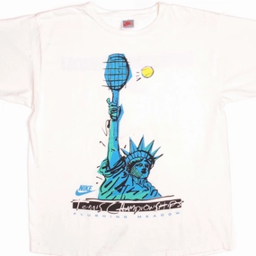 VINTAGE NIKE TENNIS CHAMPIONSHIPS TEE SHIRT 1987-1992 SIZE LARGE MADE IN USA Indoor Comfort City Smart